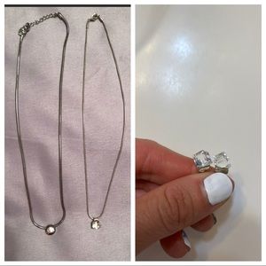 Set of two necklaces with earrings